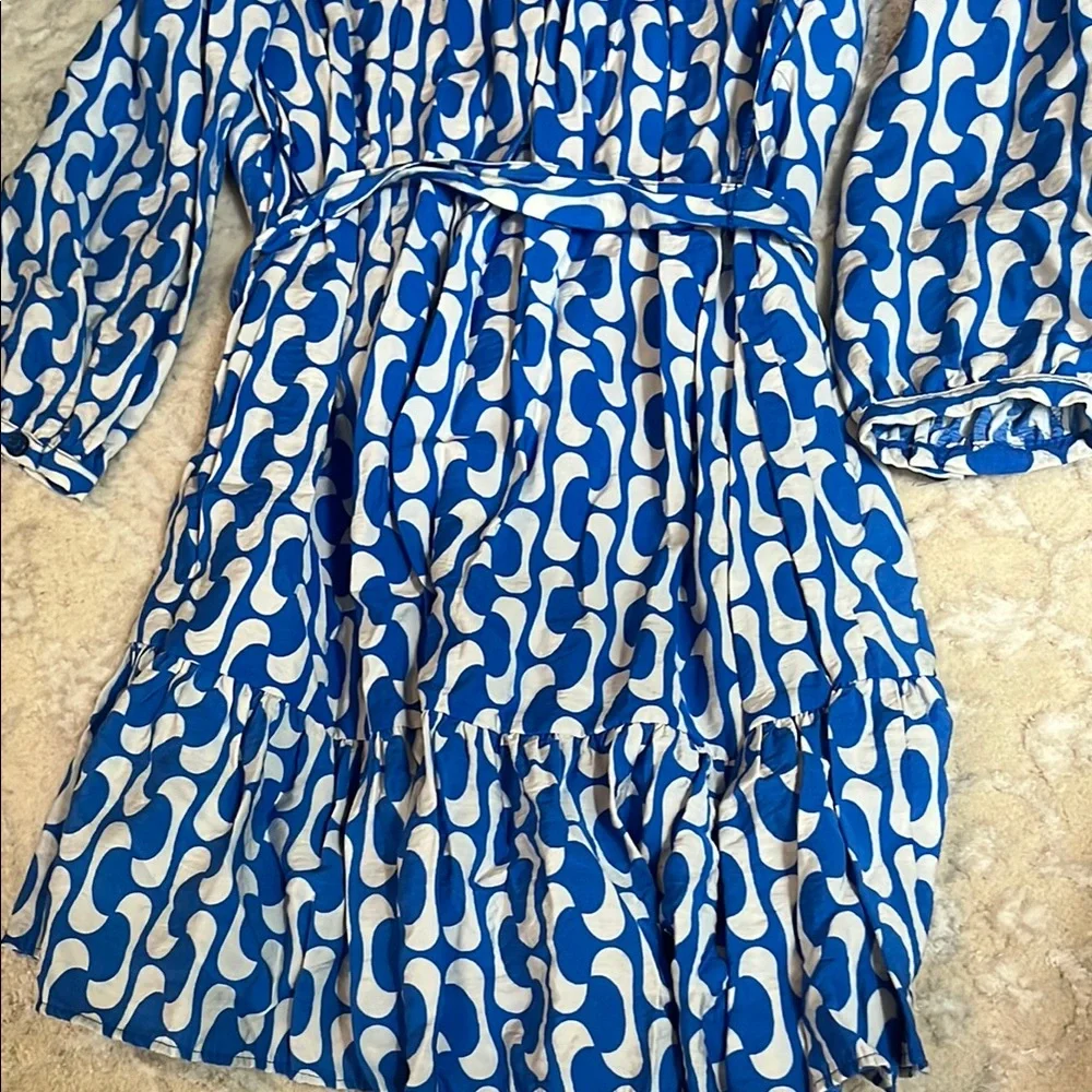 Zara | Blue and White Puff Sleeve Sundress - Picture 11 of 11